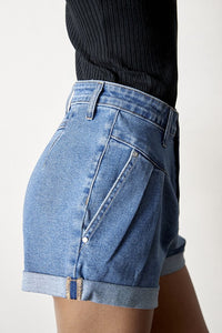 High Rise Roll Up Denim Shorts - Beloved Apparels