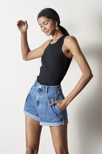 High Rise Roll Up Denim Shorts - Beloved Apparels