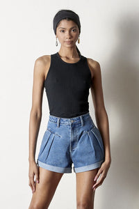 High Rise Roll Up Denim Shorts - Beloved Apparels
