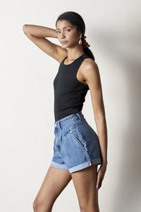 High Rise Roll Up Denim Shorts - Beloved Apparels