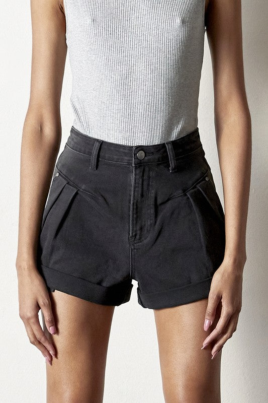 High Rise Roll Up Denim Shorts - Beloved Apparels