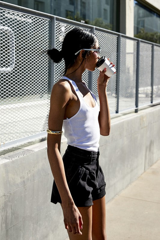 High Rise Roll Up Denim Shorts - Beloved Apparels