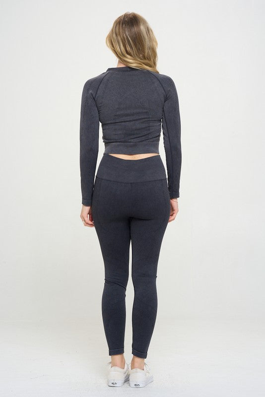 Ribbed Knit Tracksuit Two-Piece Set - Beloved Apparels