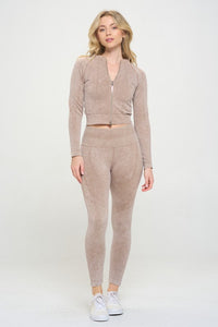 Ribbed Knit Tracksuit Two-Piece Set - Beloved Apparels