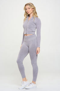 Ribbed Knit Tracksuit Two-Piece Set - Beloved Apparels