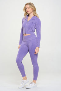 Ribbed Knit Tracksuit Two-Piece Set - Beloved Apparels