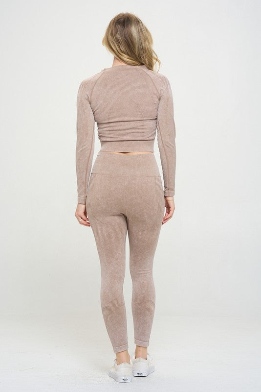 Ribbed Knit Tracksuit Two-Piece Set - Beloved Apparels