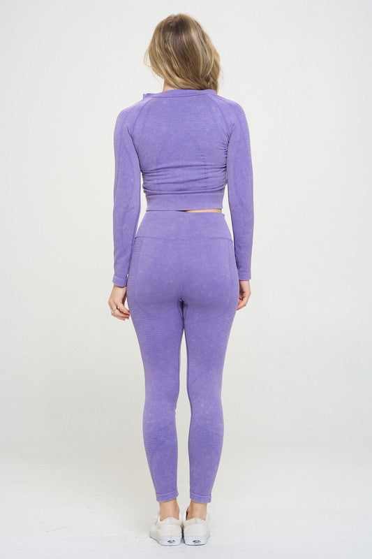 Ribbed Knit Tracksuit Two-Piece Set - Beloved Apparels