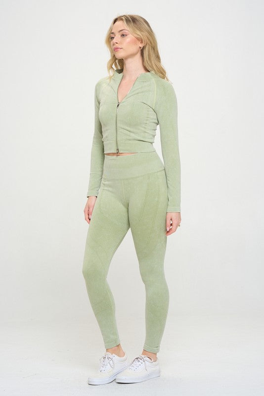 Ribbed Knit Tracksuit Two-Piece Set - Beloved Apparels