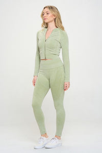 Ribbed Knit Tracksuit Two-Piece Set - Beloved Apparels